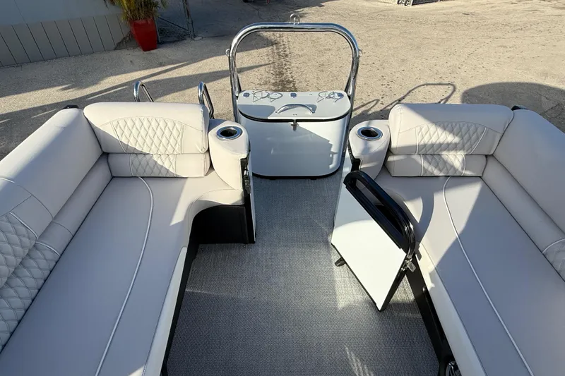 Slide: The Image of Luxurious 2026 Avalon 2585 Catalina boat interior with plush seating and modern design. - 24