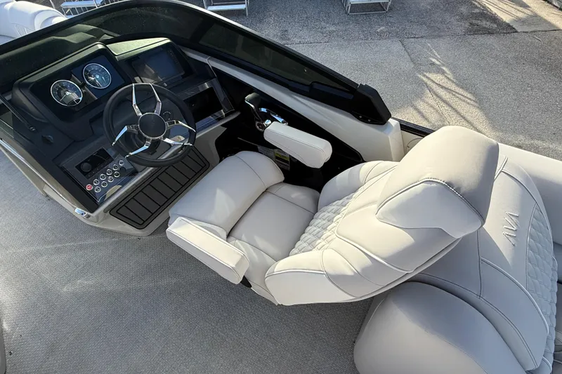 Slide: The Image of Luxurious helm of 2026 Avalon 2585 Catalina with plush seating and modern controls. - 25