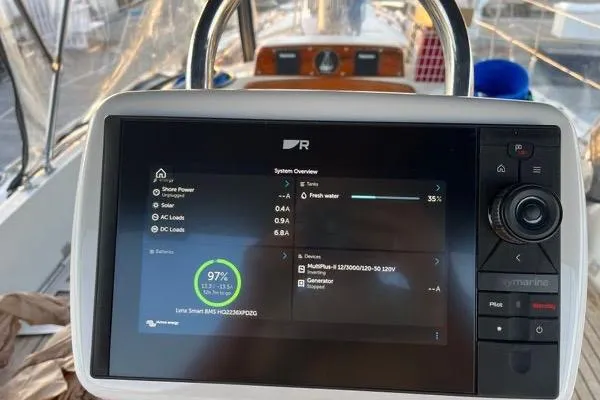 Slide: The Image of Touchscreen control panel on a 1989 Hylas 44 yacht displaying system overview. - 22