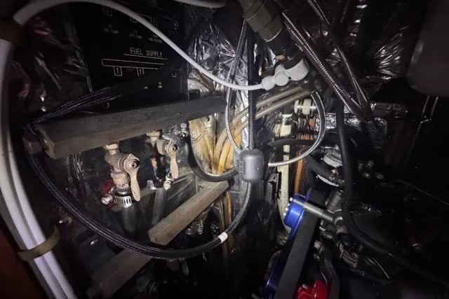 Slide: The Image of Engine room of a 1989 Hylas 44 yacht with fuel supply system. - 93