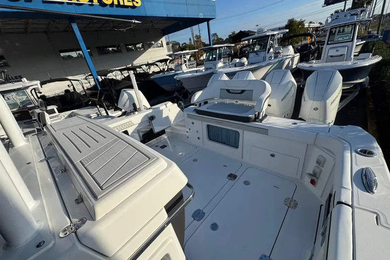 Slide: The Image of 2026 Blackfin 400 CC boat interior with luxurious seating and modern design. - 15