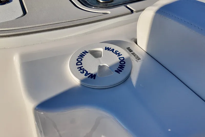 Slide: The Image of 2026 Sea Fox 248 Commander washdown cap labeled "Raw Water." - 21