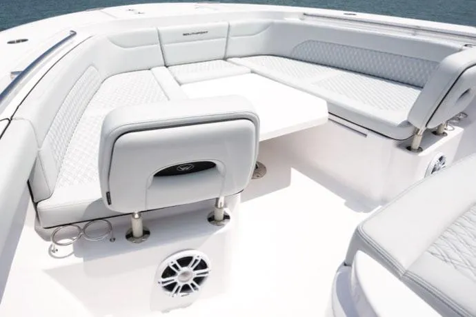 Slide: The Image of Manufacturer Provided Image: Luxurious seating area on the 2026 Southport 38 FE yacht. - 3