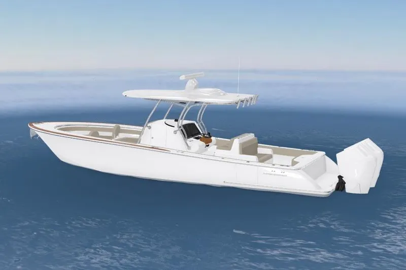 Slide: The Image of 2025 Valhalla Boatworks V-33 on open water, showcasing sleek design and modern features. - 5