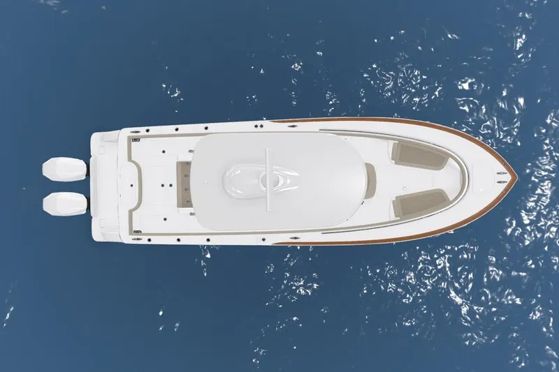 Slide: The Image of Overhead view of 2025 Valhalla Boatworks V-33 on blue water. - 8