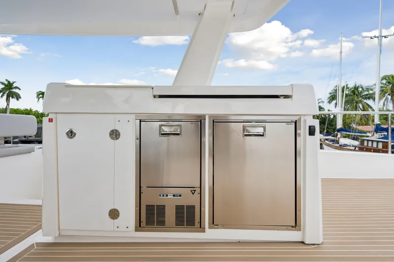 Slide: The Image of Outdoor kitchen on 2024 Leopard 53 Powercat yacht with stainless steel appliances. - 34