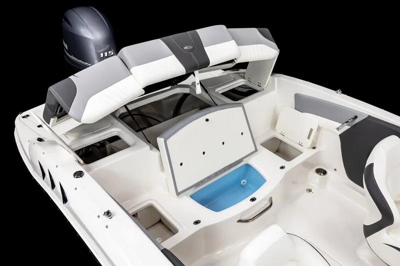 Slide: The Image of Manufacturer Provided Image: 2025 Chaparral 19 SSi OB boat interior with seating and storage compartments. - 9