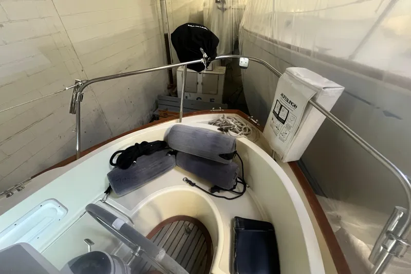 Slide: The Image of 1999 Southern Cross Cutter boat interior with safety equipment and ropes. - 15