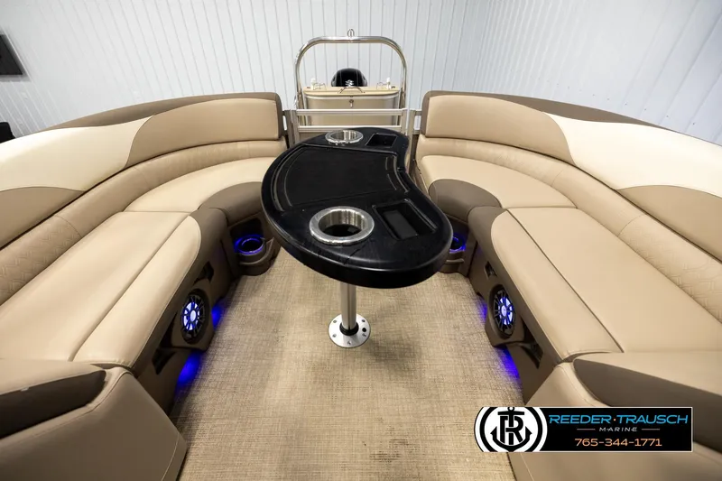 Slide: The Image of Luxurious 2022 Avalon LSZ QL pontoon interior with plush seating and modern amenities. - 21