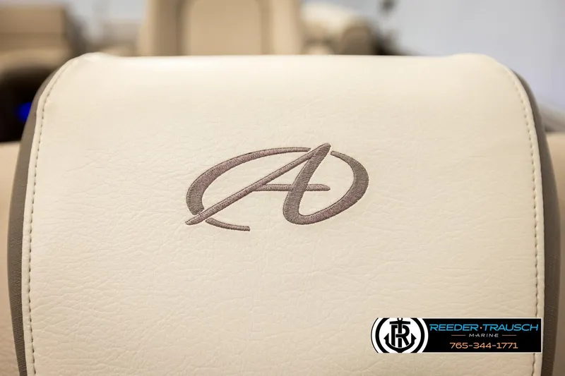 Slide: The Image of 2022 Avalon LSZ QL boat seat with embroidered logo, Reeder-Trausch Marine branding. - 43