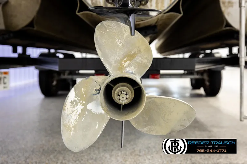 Slide: The Image of Close-up of a 2022 Avalon LSZ QL boat propeller on a trailer. - 50