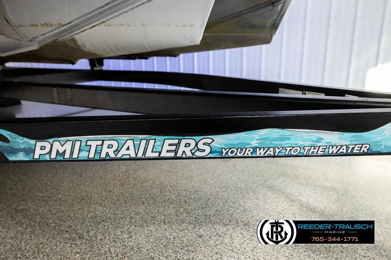Slide: The Image of Trailer with "PMI Trailers" branding, promoting water access, next to Avalon LSZ QL 2022. - 51