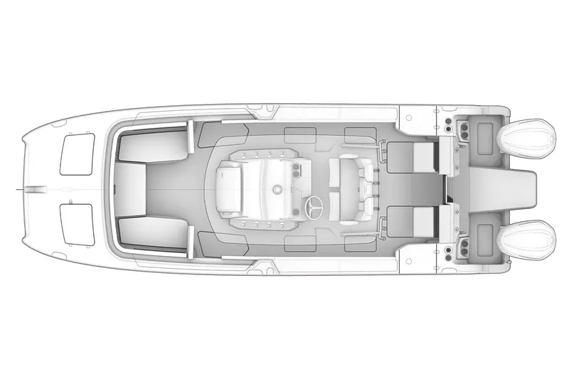 Slide: The Image of Manufacturer Provided Image: Top view of 2026 World Cat 265 CC-X boat layout, showcasing seating and helm design. - 5