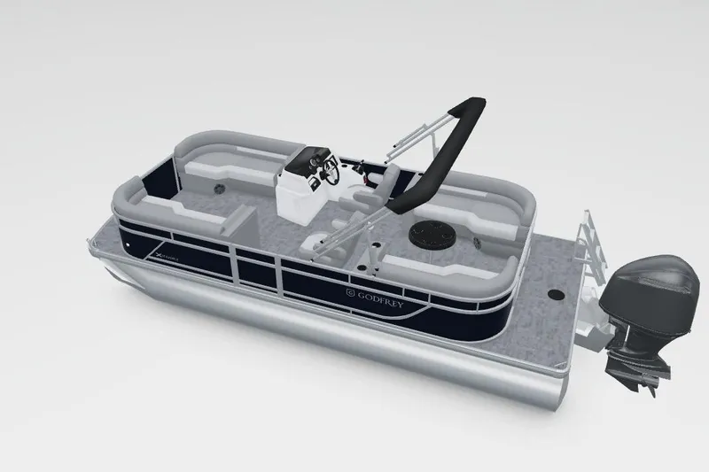 Slide: The Image of 2026 Godfrey Xperience 2286 SBX pontoon boat with outboard motor. - 14