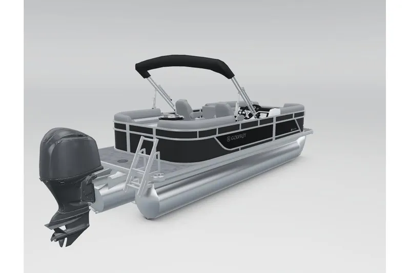 Slide: The Image of 2026 Godfrey Xperience 2286 SBX pontoon boat with sleek design and modern features. - 16