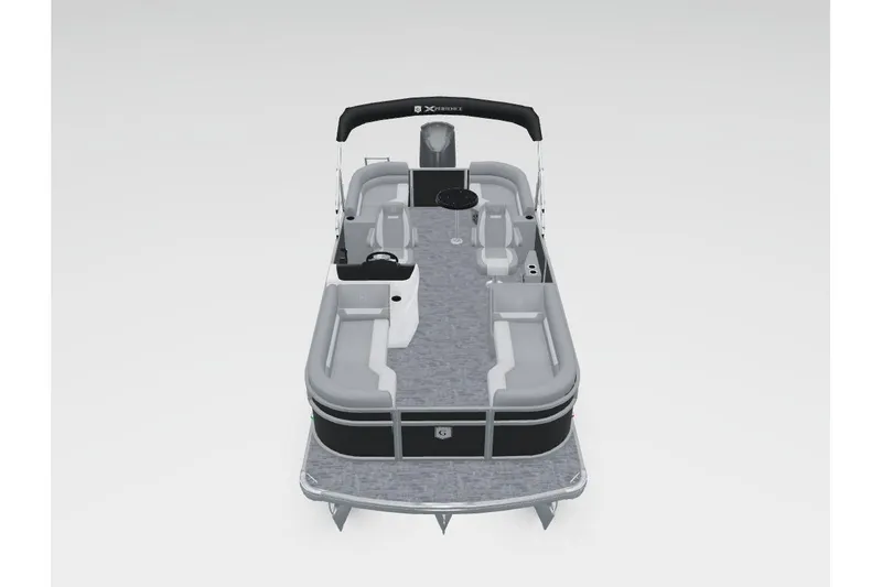 Slide: The Image of Interior of 2026 Godfrey Xperience 2286 SBX pontoon boat with modern seating and steering console. - 3