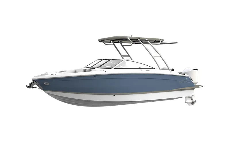 Slide: The Image of Manufacturer Provided Image: 2022 Cobalt R6 Outboard boat, blue and white, side view. - 29
