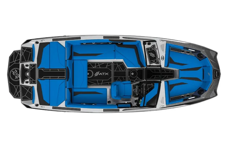 Slide: The Image of Manufacturer Provided Image: 2025 ATX Surf Boats 22 Type-S, top view, blue and black interior design. - 29