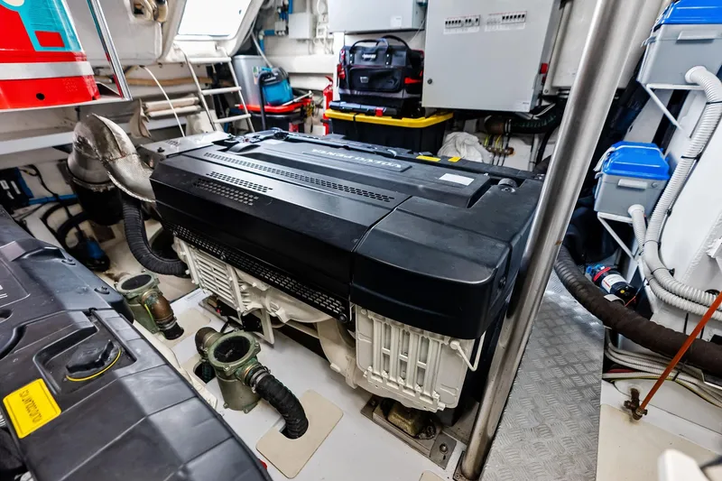 Slide: The Image of Engine room of 2021 Azimut Fly 78 yacht, showcasing modern equipment and design. - 117