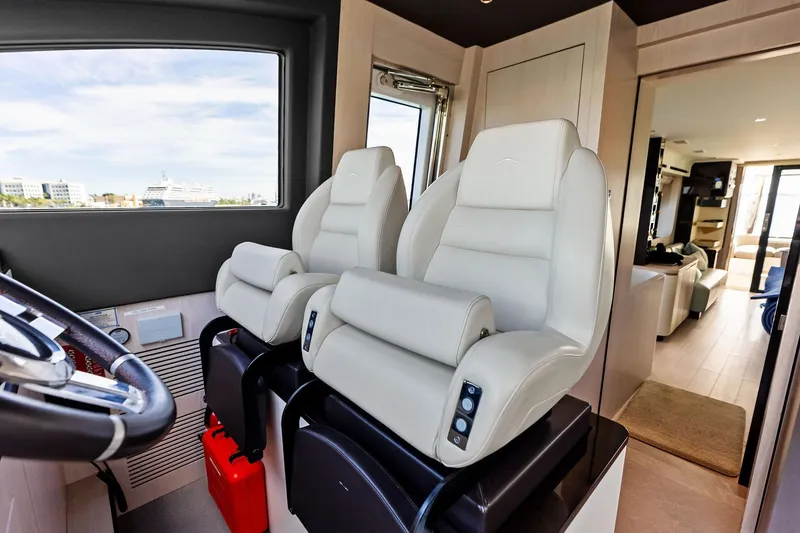 Slide: The Image of Luxurious interior of 2021 Azimut Fly 78 yacht with plush seating and modern design. - 69