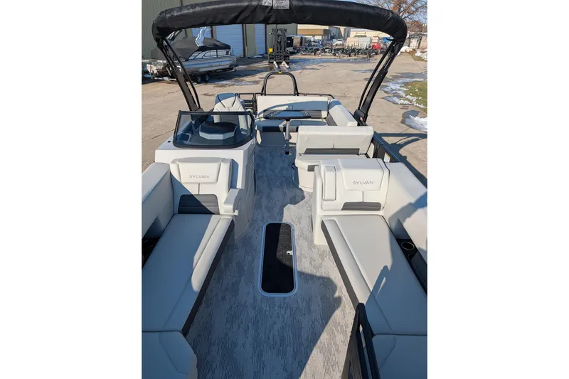 Slide: The Image of 2026 Sylvan G5 CLZ pontoon boat interior with spacious seating and modern design. - 5