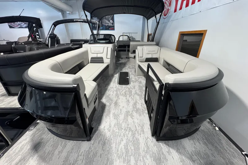 Slide: The Image of 2026 Sylvan G5 CLZ pontoon boat interior with luxurious seating and modern design. - 9