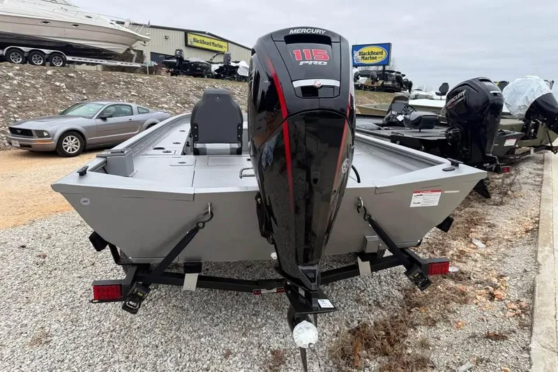 Slide: The Image of 2026 Lowe Outlet 20 boat with Mercury 115 Pro motor on display. - 6