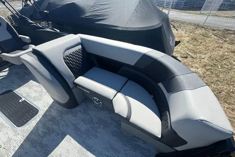Slide: The Image of 2026 Sylvan L3 DLZ boat interior with stylish seating and modern design. - 9