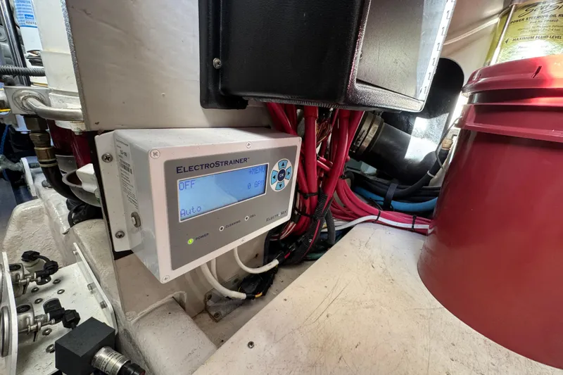 Slide: The Image of ElectroStrainer control panel in 2007 Sea Ray 58 Sedan Bridge engine room. - 58