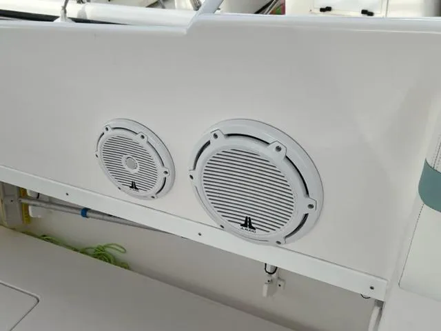 Slide: The Image of 2018 Intrepid 375 Walkaround boat speakers and interior detail. - 26