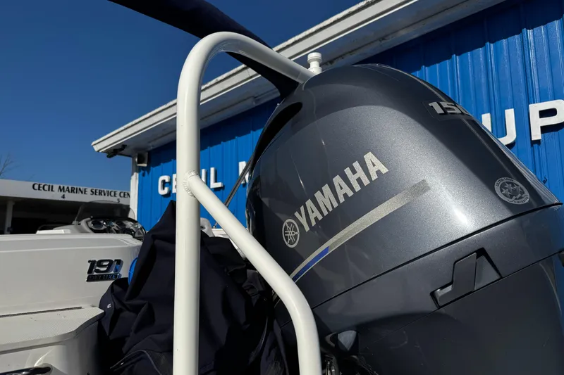 Slide: The Image of 2019 Chaparral 191 Suncoast boat with Yamaha outboard at marine service center. - 26