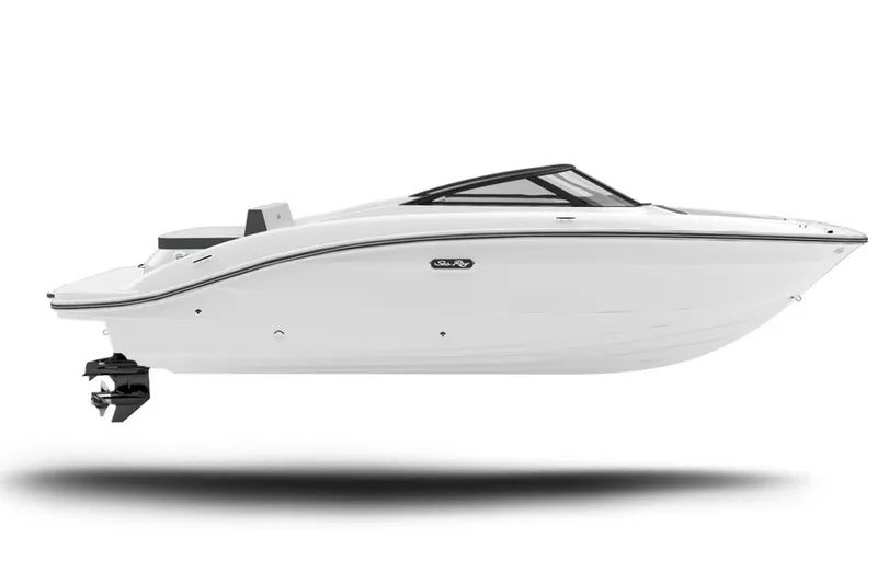 Slide: The Image of 2026 Sea Ray SPX 210 boat, sleek white design, side view. - 40