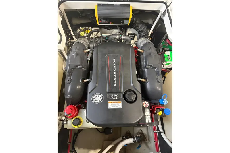 Slide: The Image of Engine compartment of a 2018 Cobalt R5 Surf with Volvo Penta 380 V8 engine. - 18
