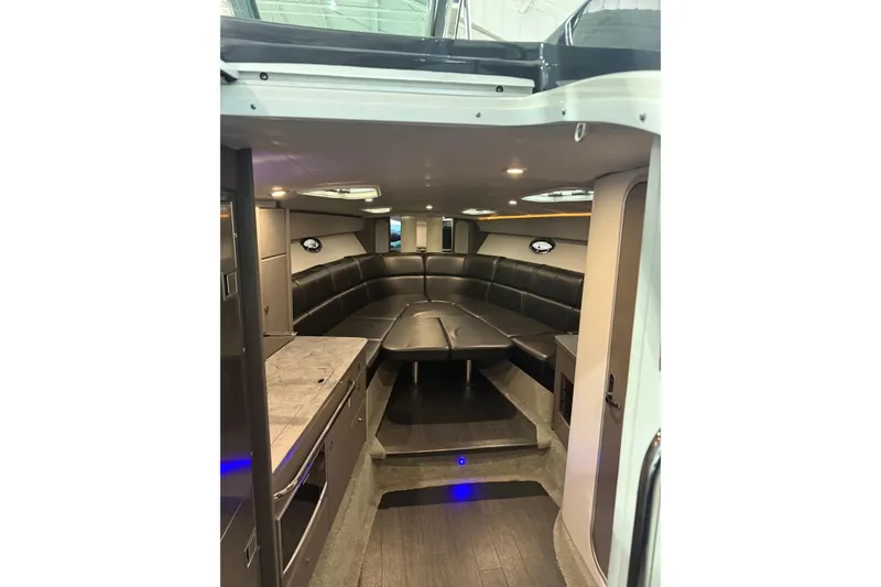 Slide: The Image of 2018 Formula 400 Super Sport yacht interior with luxurious seating and modern design. - 3