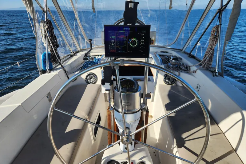 Slide: The Image of Cockpit view of 1994 Catalina Morgan 38 sailboat with navigation equipment. - 2