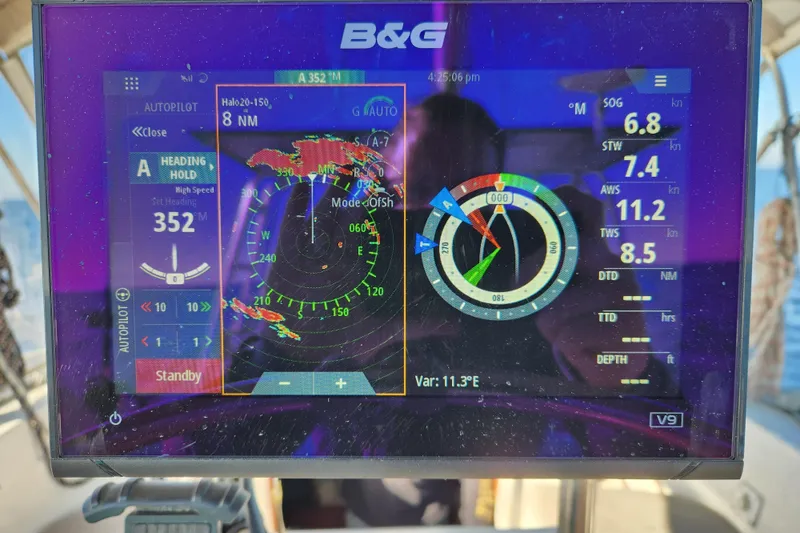Slide: The Image of B&G navigation display on 1994 Catalina Morgan 38 sailboat, showing heading and speed data. - 5
