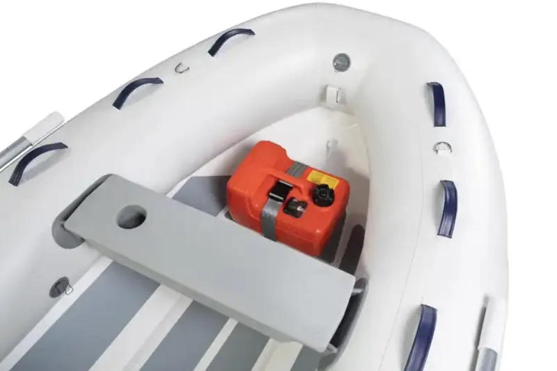 Slide: The Image of Manufacturer Provided Image: 2024 Highfield Ultralite 310 inflatable boat interior with fuel tank. - 3
