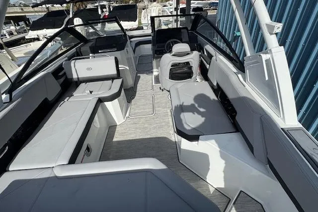 Slide: The Image of 2026 Cobalt R6 boat interior with sleek seating and modern design. - 16