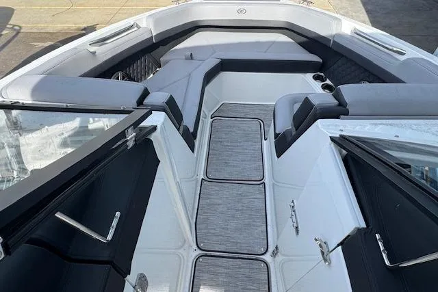 Slide: The Image of 2026 Cobalt R6 boat interior with sleek seating and modern design. - 20