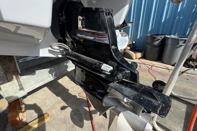 Slide: The Image of 2026 Cobalt R6 boat with MerCruiser engine, docked for maintenance. - 7