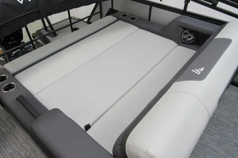 Slide: The Image of Luxurious seating area in 2026 Viaggio Lago X22S boat with cup holders and speaker. - 12