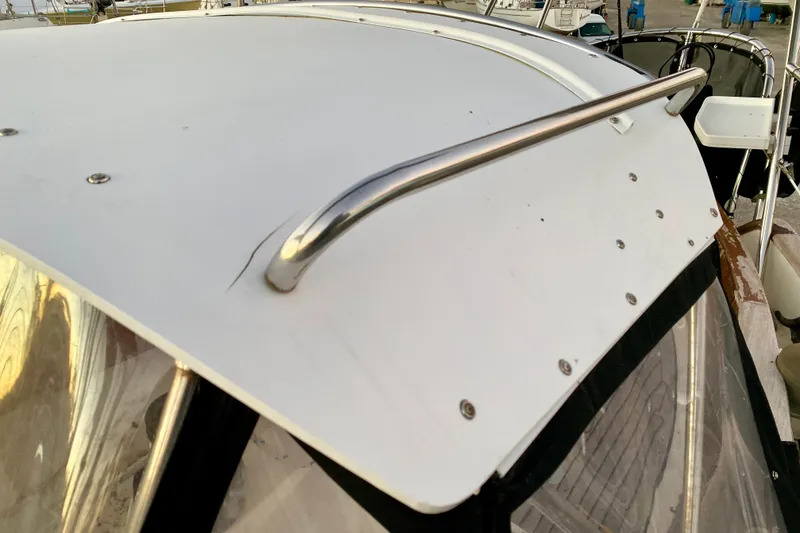 Slide: The Image of 1991 Hans Christian 41 T Molakai boat deck with stainless steel railing. - 46