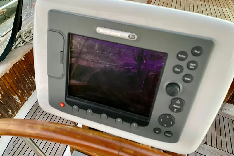 Slide: The Image of Raymarine navigation system on 1991 Hans Christian 41 T Molakai yacht. - 64