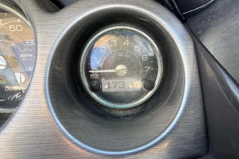 Slide: The Image of Close-up of 2014 Monterey 328SS Super Sport dashboard gauges. - 37