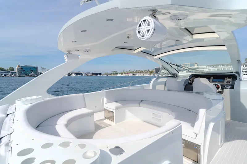 Slide: The Image of Luxurious 2017 Custom 60 yacht interior with sleek white seating and modern design. - 14