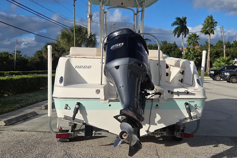 Slide: The Image of 2016 Robalo R222 Center Console boat with Yamaha 250 outboard motor. - 1
