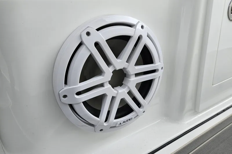 Slide: The Image of White speaker on 2026 Monterey Elite 30 OB boat exterior. - 36