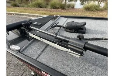 Slide: The Image of 2021 Bass Tracker Classic boat with trolling motor on deck. - 11