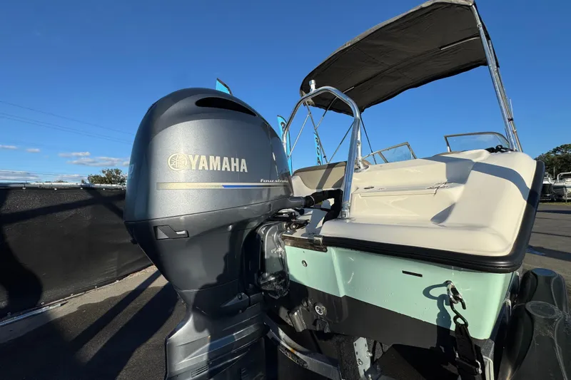Slide: The Image of Close-up of a 2021 Key West 203 DFS boat propeller on a trailer. - 11