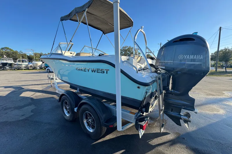 Slide: The Image of 2021 Key West 203 DFS boat with Yamaha engine on trailer, sunny day. - 7
